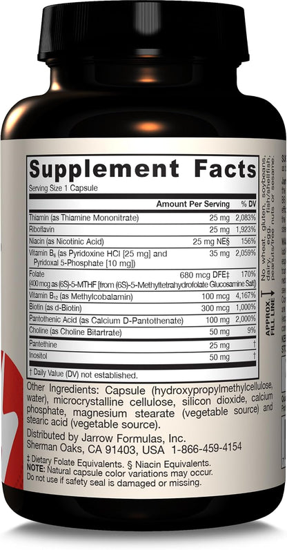 Jarrow Formulae B-Right Optimised B Complex - Methylated B Vitamins for Energy and Stress Management, 100 Vegetable Capsules
