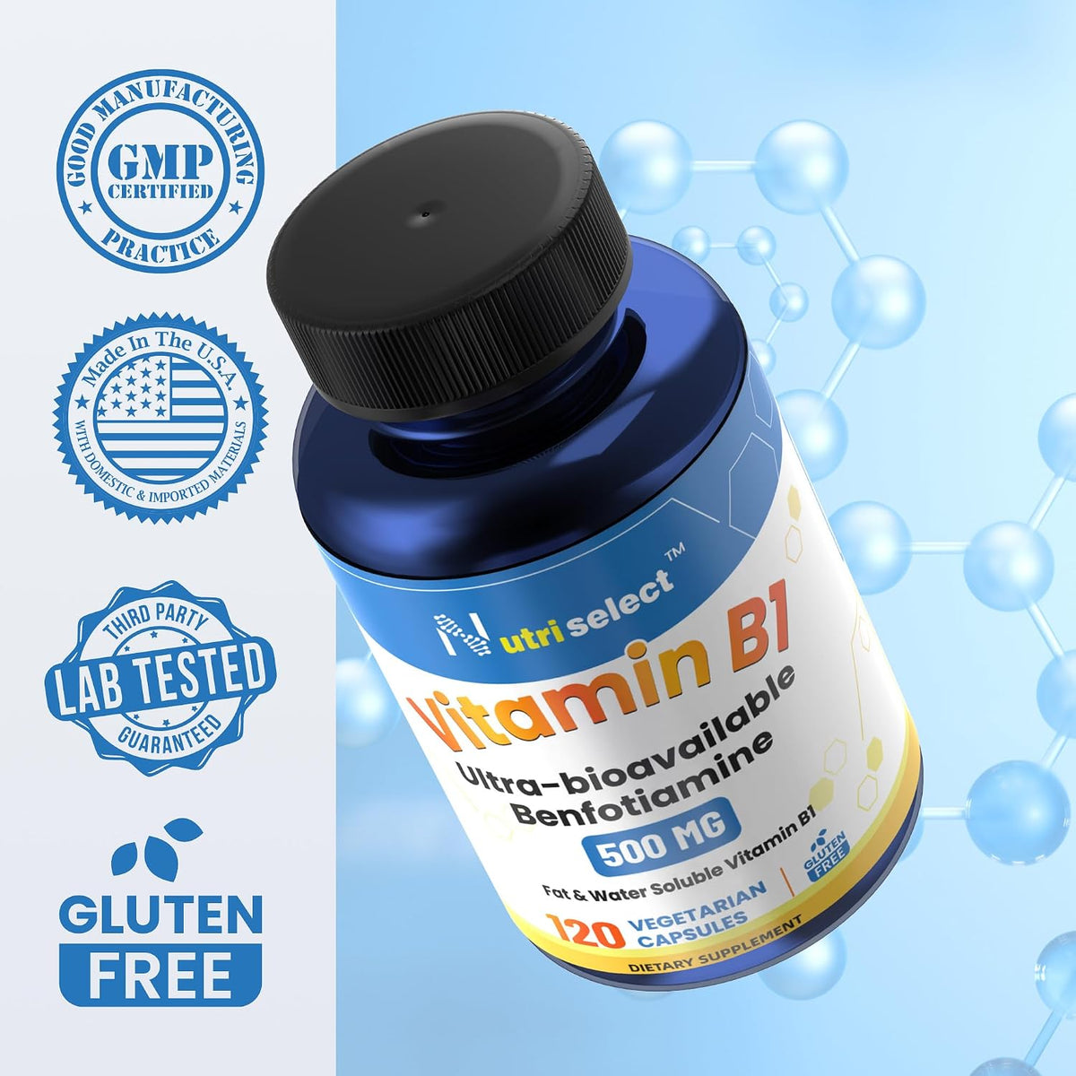 Nutriselect Benfotiamine 500 mg - Vitamin B1 Supplement (120 Capsules) - görsel 4