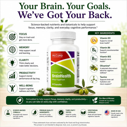 McCord BrainHealth Brain Supplement – for Memory, Focus and Mental Clarity