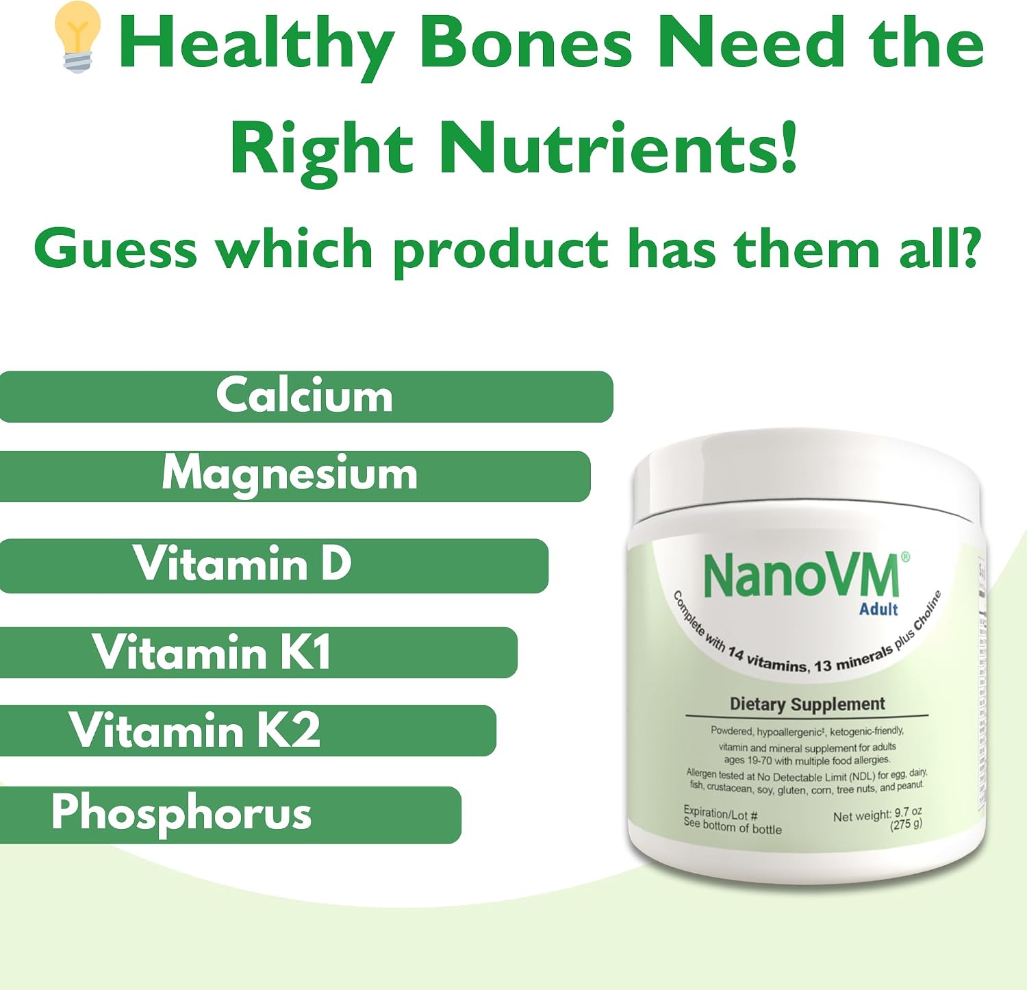 NanoVM Adult Allergen-Free Multivitamin Powder, Unflavoured, 275g - görsel 4