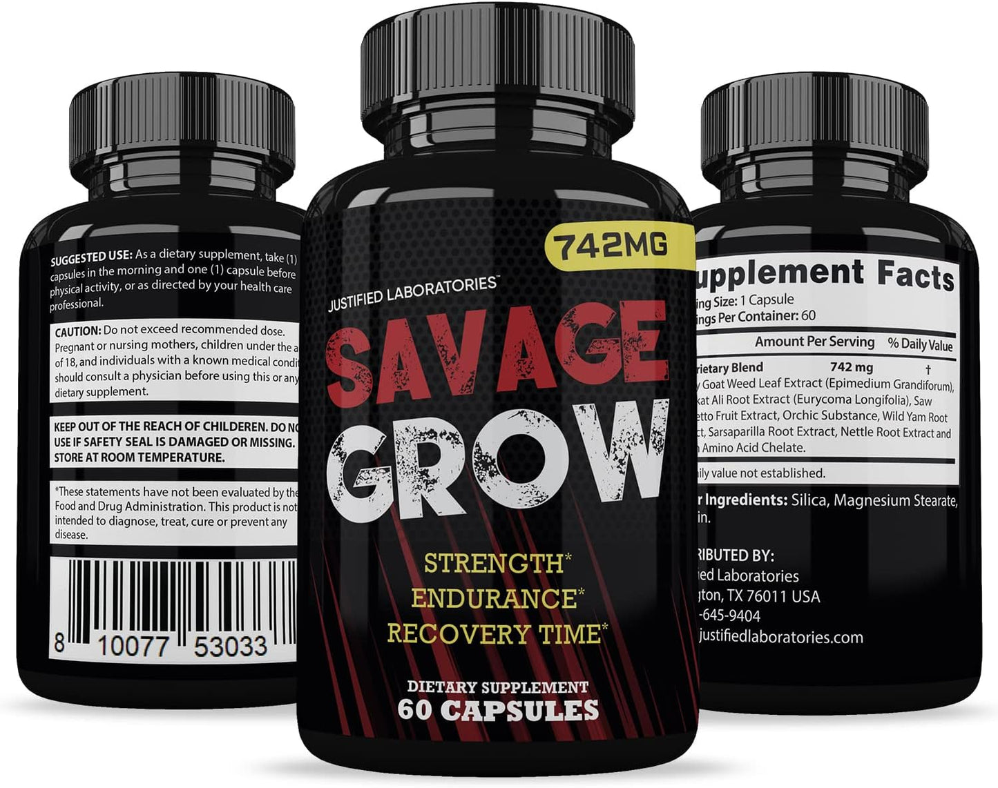 Savage Grow 742MG Advanced Men's Health Formula (2 Pack, 120 Capsules) - görsel 6