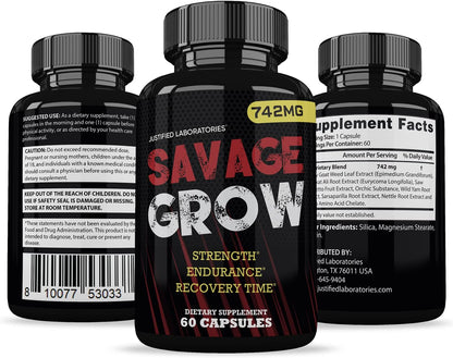 Savage Grow 742MG Advanced Men's Health Formula (2 Pack, 120 Capsules)