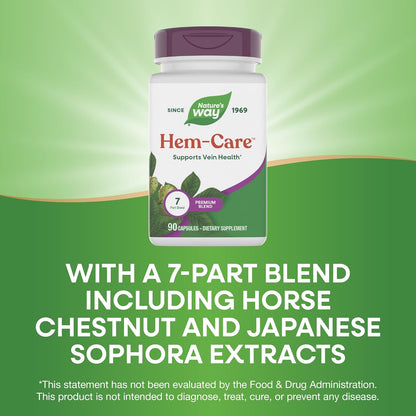 Nature's Way Premium Hem-Care – Vein Health Supplement with Vitamins C & E, Horse Chestnut Extract & Japanese Sophora – 90 Capsules