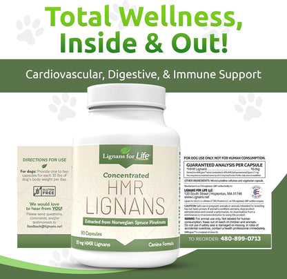 HMR Lignans 10mg Capsules for Dogs – Adrenal Support & Wellness Supplement
