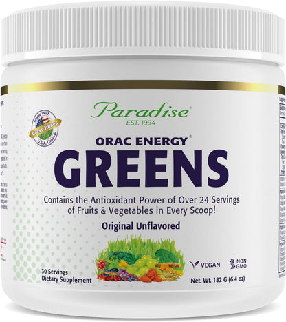 Paradise Herbs ORAC Energy Greens Powder - Antioxidant Superfood Blend, 15 Servings