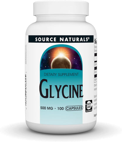 Source Naturals Glycine, 500 mg, 100 Capsules