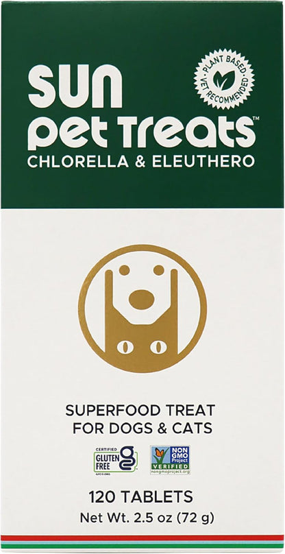 Sun Chlorella Pet Chews Green Superfood Supplement for Dogs and Cats - 120 Chews
