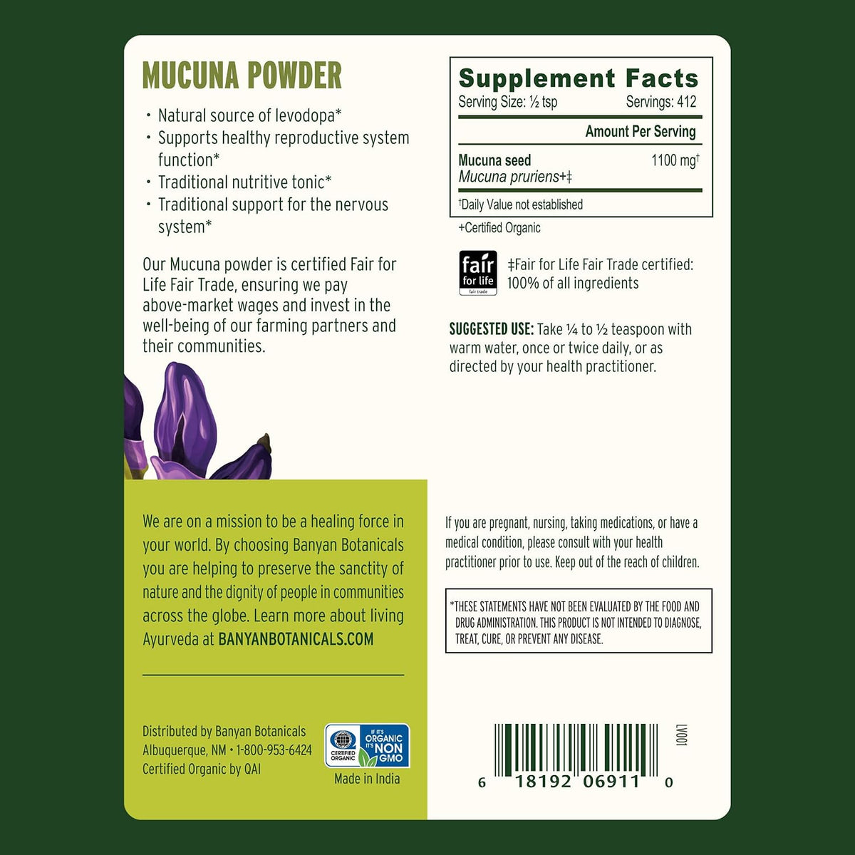 Banyan Botanicals Kapikacchu Powder – Organic Mucuna Pruriens, 454g - görsel 2