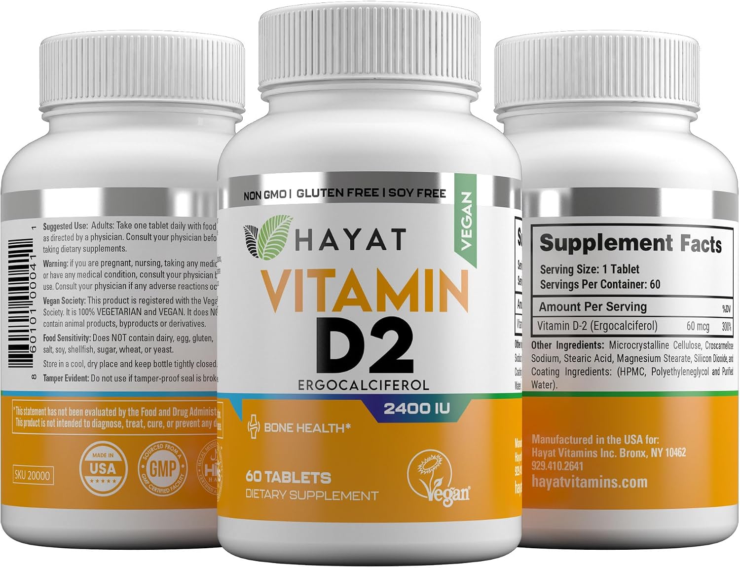 HAYAT Vitamins Vegan Vitamin D2 2400 IU (60 mcg) – 60 Tablets - görsel 4