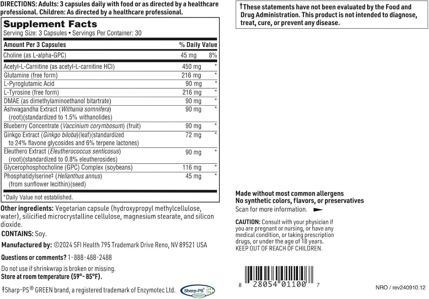SFI Health Klaire Labs Neurothera - Cognitive Support Blend with Phosphatidylserine & Ginkgo (90 Capsules) - görsel 5