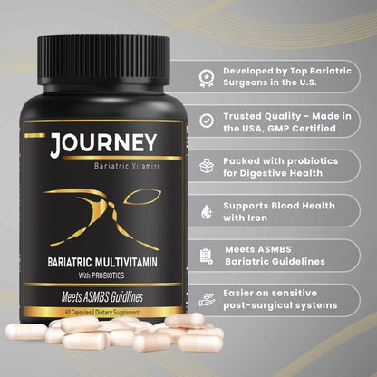 Journey Bariatric Multivitamin with Probiotics & Iron – Capsules (60 Count)