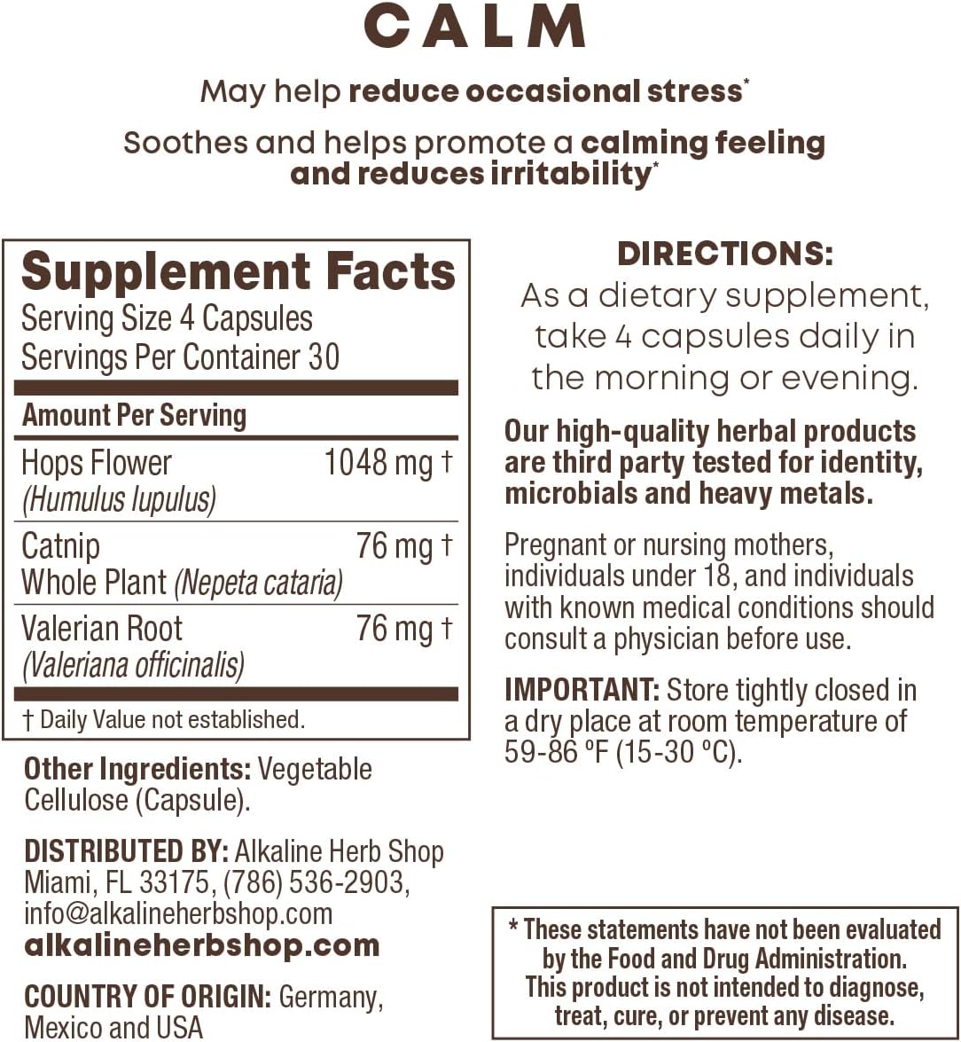 Alkaline Herb Store Calm Supplement 120 Capsules (Happy Mood) - görsel 1