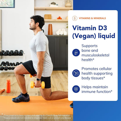 Pure Encapsulations Vitamin D3 (Vegan) Liquid – Hypoallergenic, Plant-Based D3 Supplement for Bone, Immune & Cardiovascular Support (9 ml)