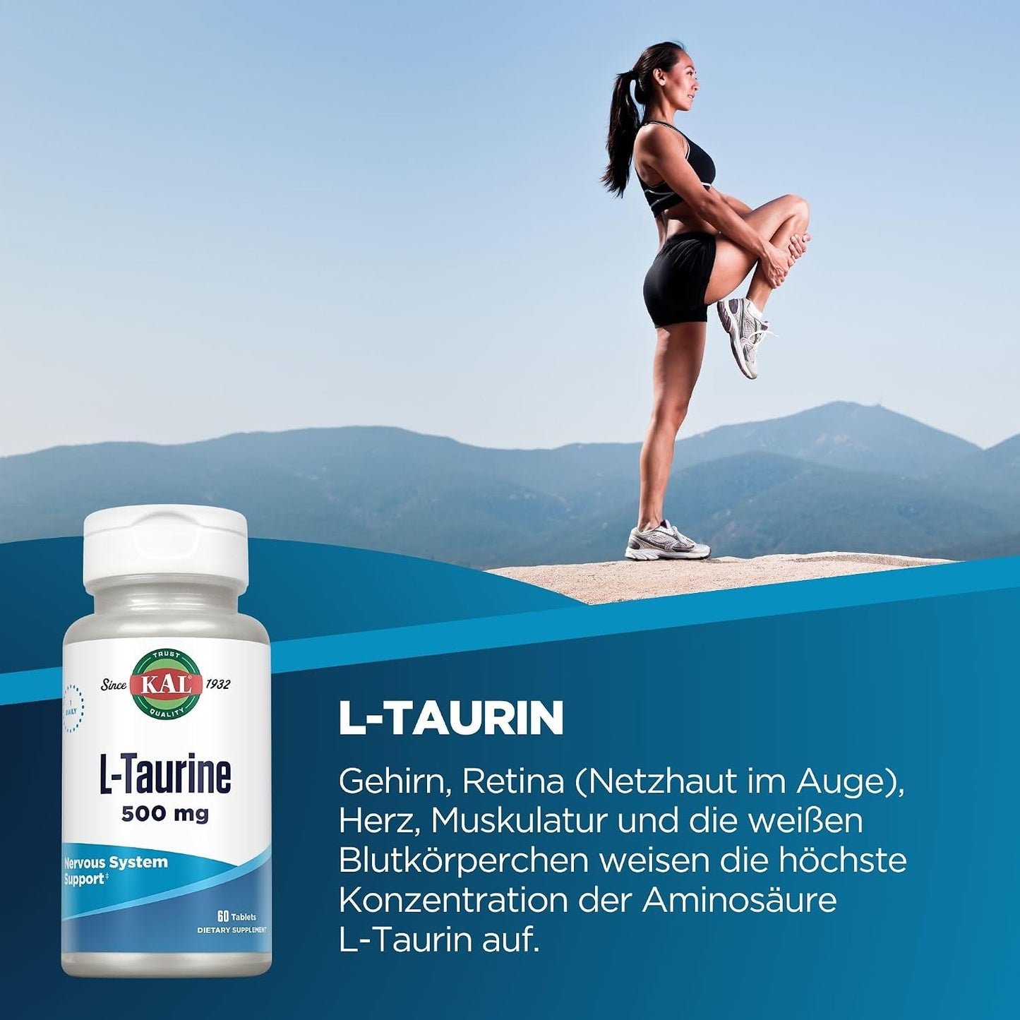 KAL 500 mg L-Taurine Tablets, 60 Tablets - görsel 2