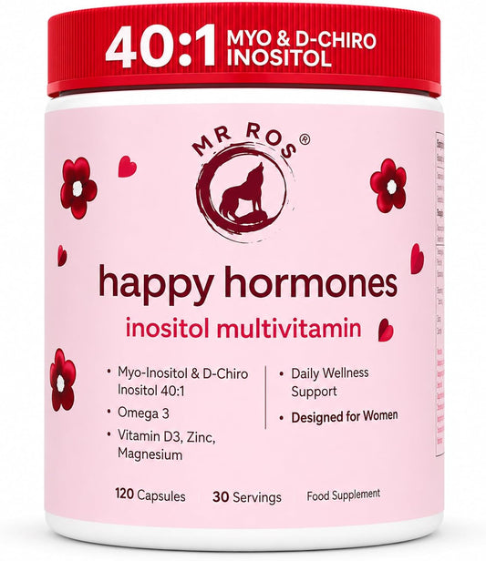 Myo & D-Chiro Inositol 40:1 Ratio for Women with Omega-3, Magnesium, Zinc & Vitamin D3 – 120 Capsules