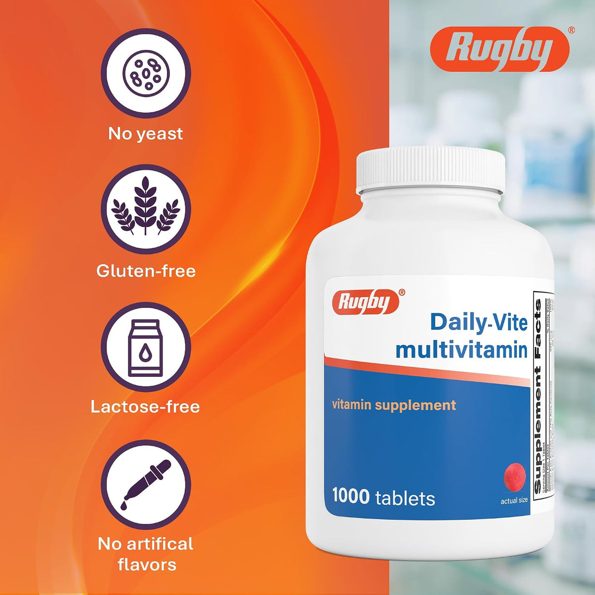 Rugby Daily-Vite Multivitamin Tablets - 1000 Count - görsel 6