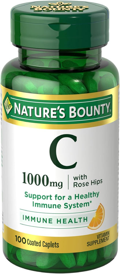 Nature's Bounty Vitamin C with Rose Hips, 1000 mg, 100 Coated Caplets