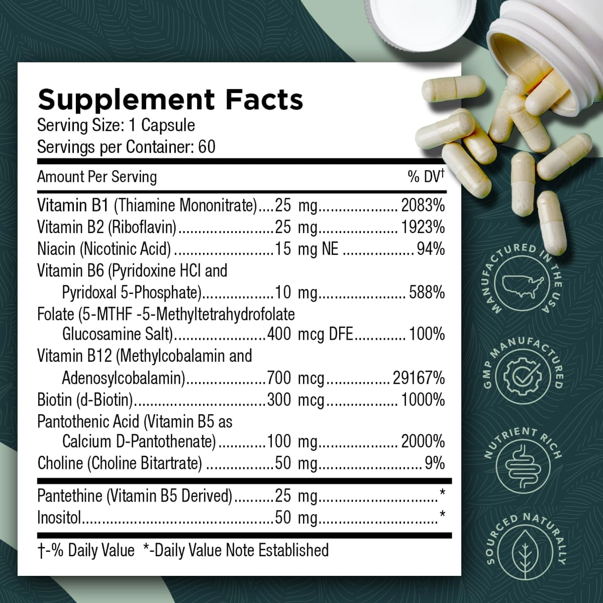 Tri-Methyl+ B Complex - Methylated B Vitamins with Active B12 (Methylcobalamin and Adenosylcobalamin) and Methylfolate - görsel 6