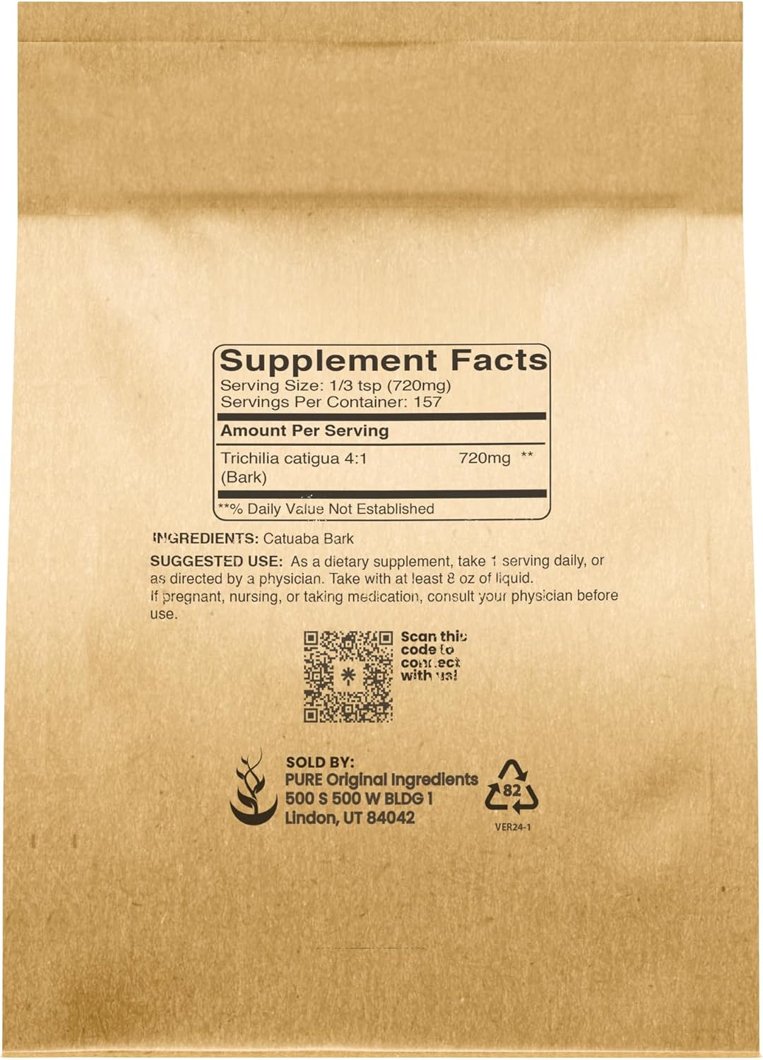 Pure Original Ingredients Catuaba Bark Extract, 113 g, 4:1 Extract, Fine Powder - görsel 2