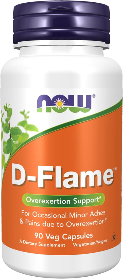 NOW Foods D-Flame, Herbal Blend for Overexertion Support, 90 Veg Capsules