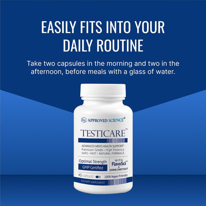Approved Science TestiCare - Testicular Vein Support - Horse Chestnut, Witch Hazel - 270 Capsules (6 Bottles) - Vegan