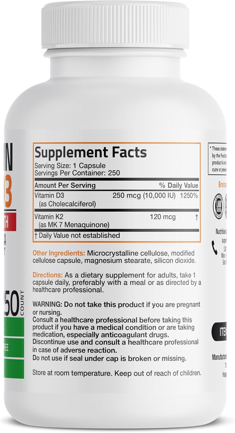 Bronson Vitamin K2 (MK-7) with D3 Extra Strength Supplement - görsel 2