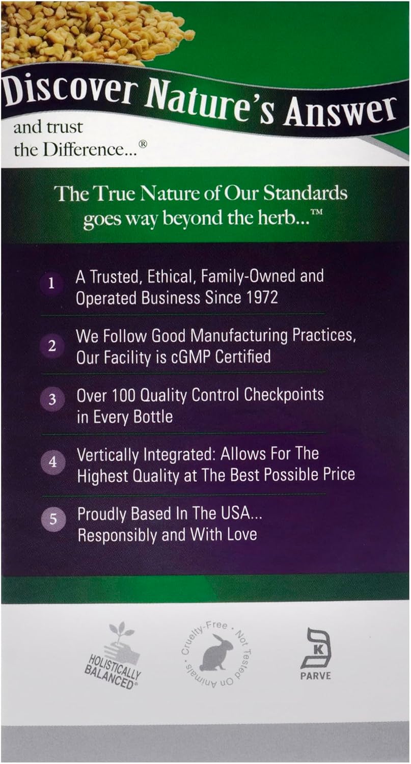 Nature's Answer Fenugreek Seed Supplement – Traditionally Used for Wellness – Non-GMO, Gluten-Free & Vegan (90 Capsules) - görsel 6