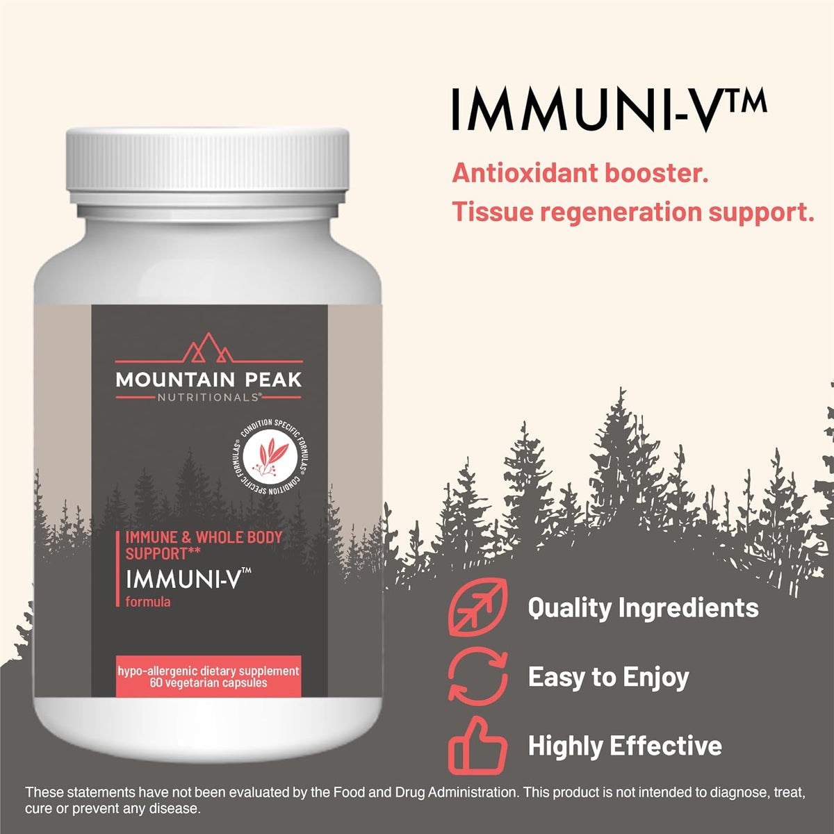 Mountain Peak Nutritionals Immuni-V – Immune System and Whole Body Support Supplement – Natural Antioxidant Blend with Humic Acid, Olive Leaf and Elderberry (60 Vegetarian Capsules) - görsel 2