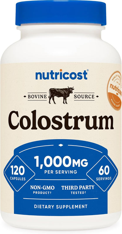 Nutricost Colostrum 1000mg, 120 Capsules, 60 Servings (3 Bottles)