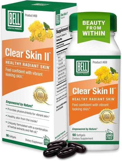 Bell Clear Skin II - Omega-3 & Herbal Supplement for Healthy Skin