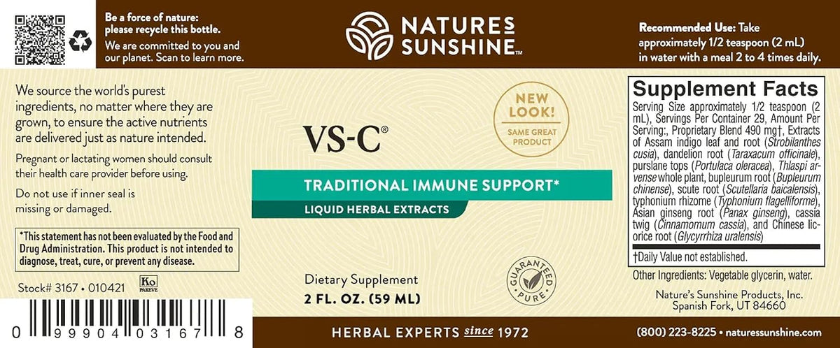 Nature's Sunshine VS-C Liquid, 59 ml, Kosher | Natural Immune System Support - görsel 3