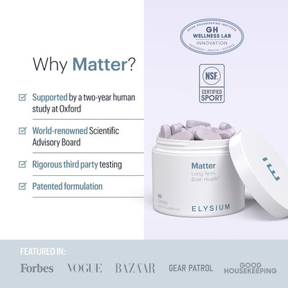 ELYSIUM Matter – Brain Health Supplement with Omega-3 DHA & Vitamins for Memory and Focus (30 Servings)