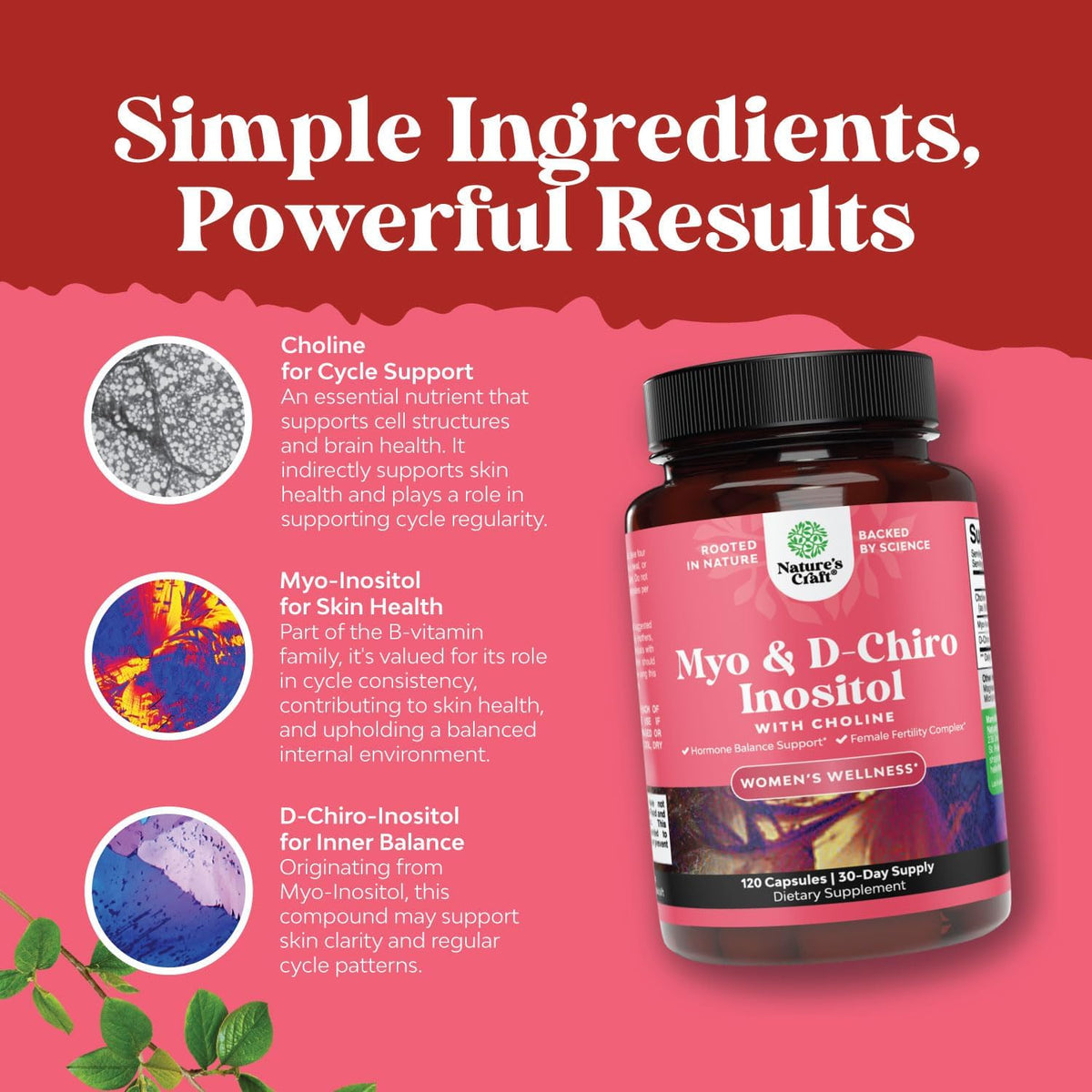 Myo-Inositol & D-Chiro Inositol Capsules - Choline Inositol Supplement for Menstrual Cycle and Fertility Support - görsel 3