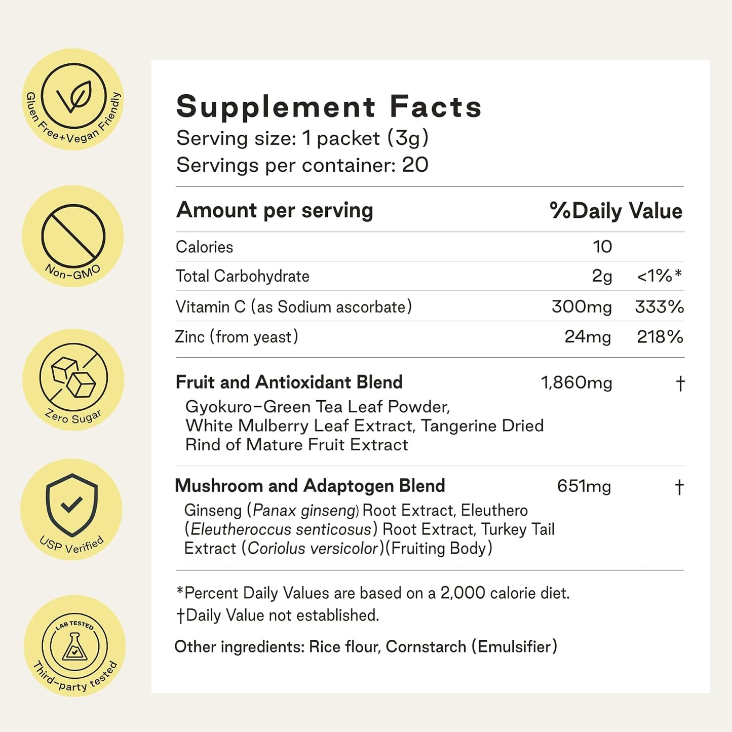 NOOCI Energy + Immunity: Natural Herbal Energy Supplement Powder with Ginseng & Turkey Tail Mushroom - görsel 8