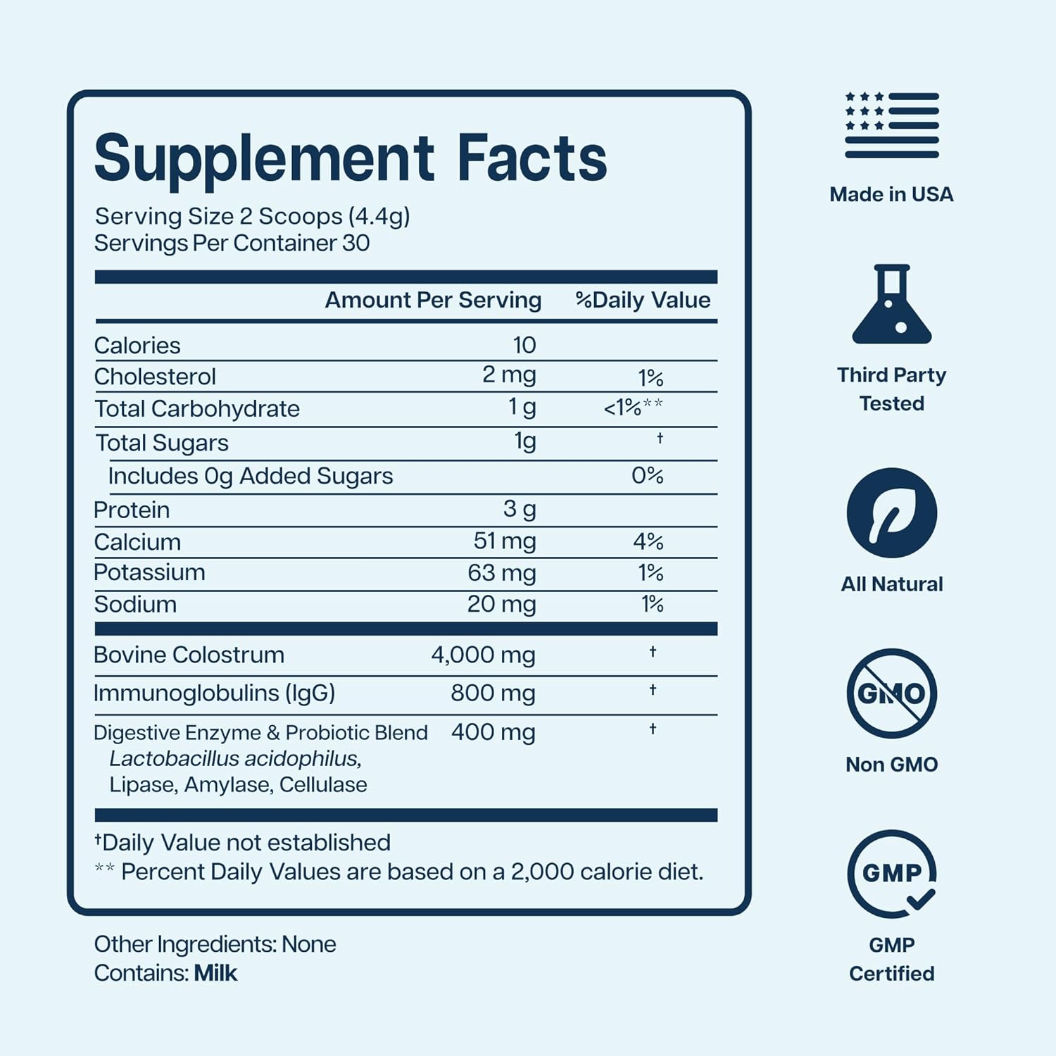 4000mg 800 IgG Grass Fed with Probiotics Bovine Colostrum Powder Supplement for Kids & Adults with Immunoglobulins (132 g, Unflavoured) - görsel 5