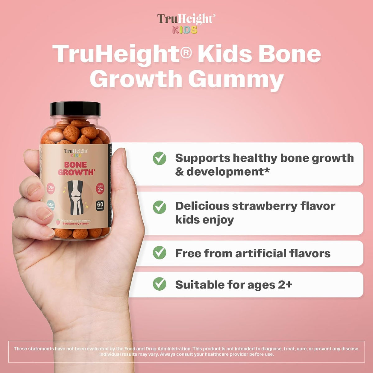 TruHeight Kids Bone Growth Gummies (Strawberry, Ages 2+) - görsel 2