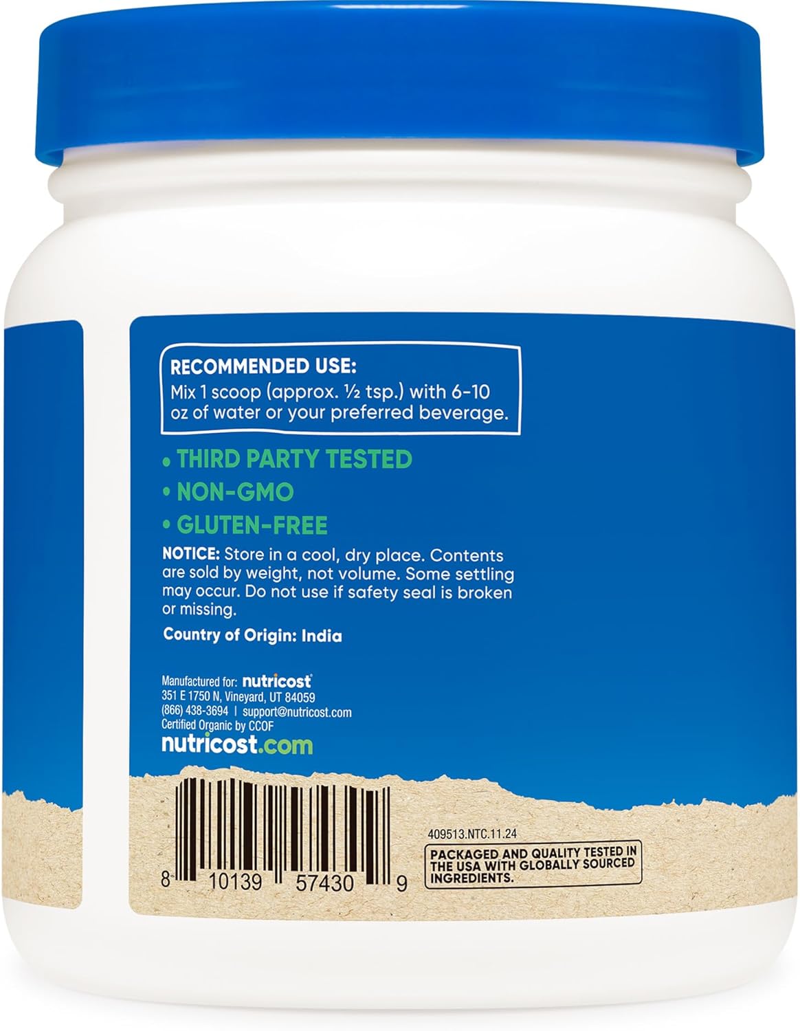 Nutricost Organic Amla Powder 454 g (1 lb) Unflavoured - 1 g per Serving, Vegan, GM-Free - görsel 4