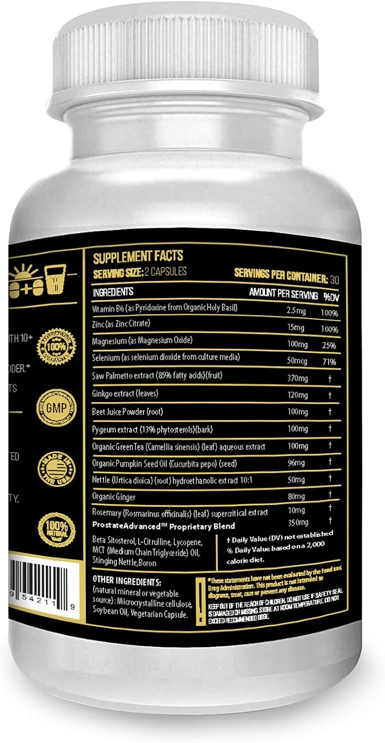 ACTIF Prostate Advanced Support with 20+ Factors, Complete Prostate Support - 60 Capsules, Made in the USA, Non-GM - görsel 5