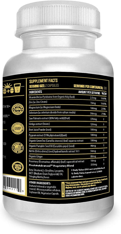 ACTIF Prostate Advanced Support with 20+ Factors, Complete Prostate Support - 60 Capsules, Made in the USA, Non-GM