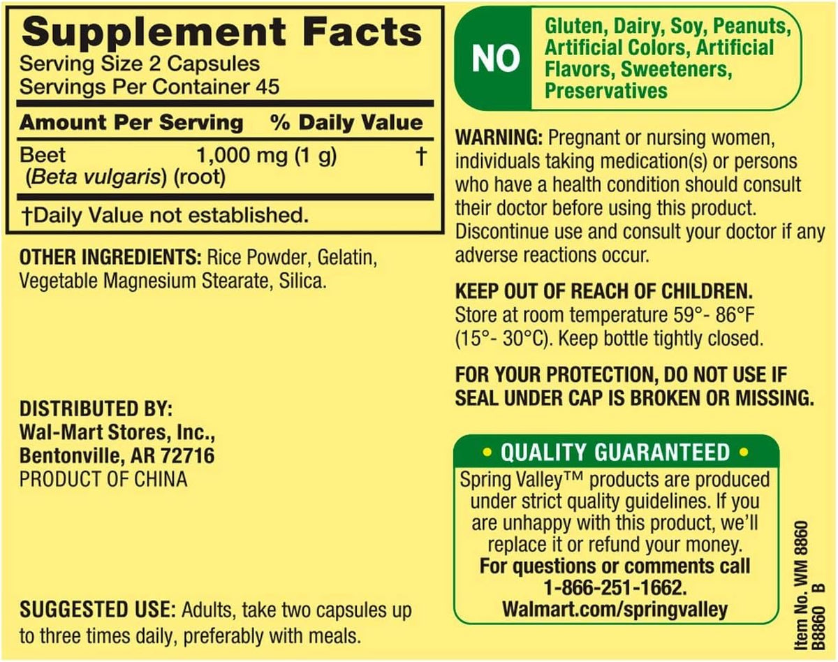 Spring Valley Beetroot 1000mg Food Supplement, 90 Capsules - görsel 3