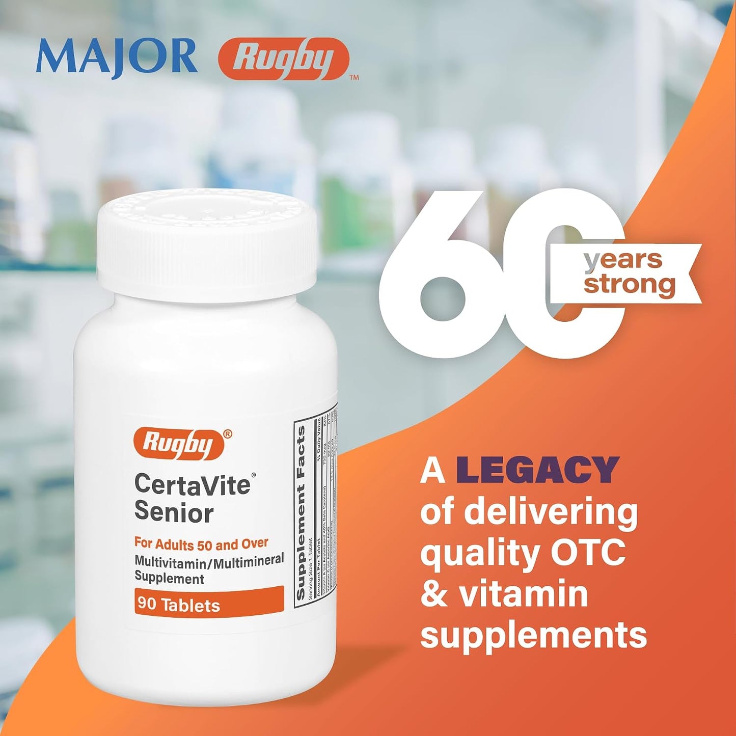 Rugby CertaVite Senior Multivitamin/Multimineral Food Supplement for Adults 50 and Over - 90 Tablets - görsel 6