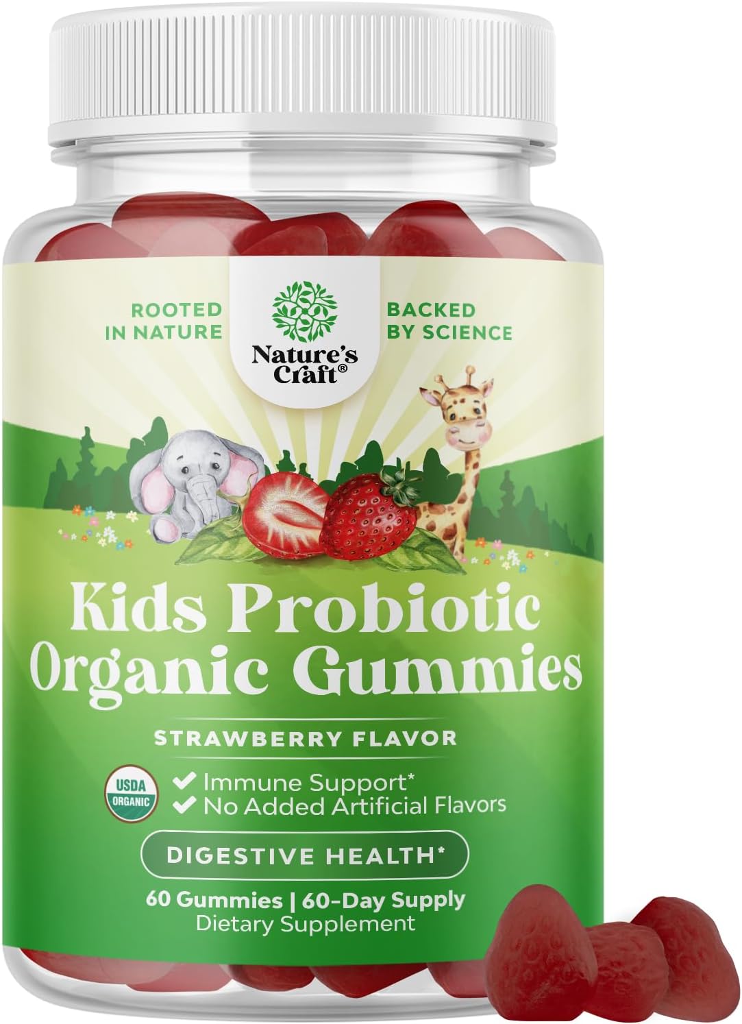Natures Craft USDA Organic Kids Probiotic Gummies - 60 Count - görsel 1