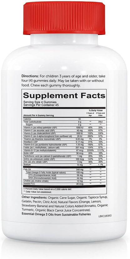 SmartyPants Kids Complete Daily Gummy Vitamins with Omega-3 - 180 Gummies