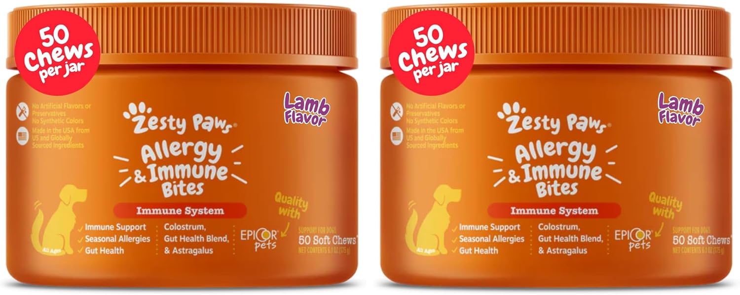 Zesty Paws Puppy Allergy Immune Bites – Dog Allergy Chews with Probiotics for Itchy Skin and Ears, Lamb, 90 Count - görsel 10