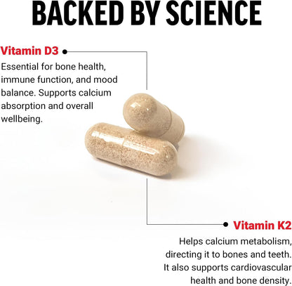 Force Factor Vitamin D3 K2 to Support Immune System, Bone Health and More, High-Potency 2-in-1 Formula, Vegan, No Gelatin, Non-GMO, 120 Capsules