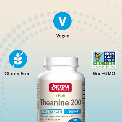 Jarrow Formulae Extra Strength L Theanine 200mg - 60 Vegetable Capsules