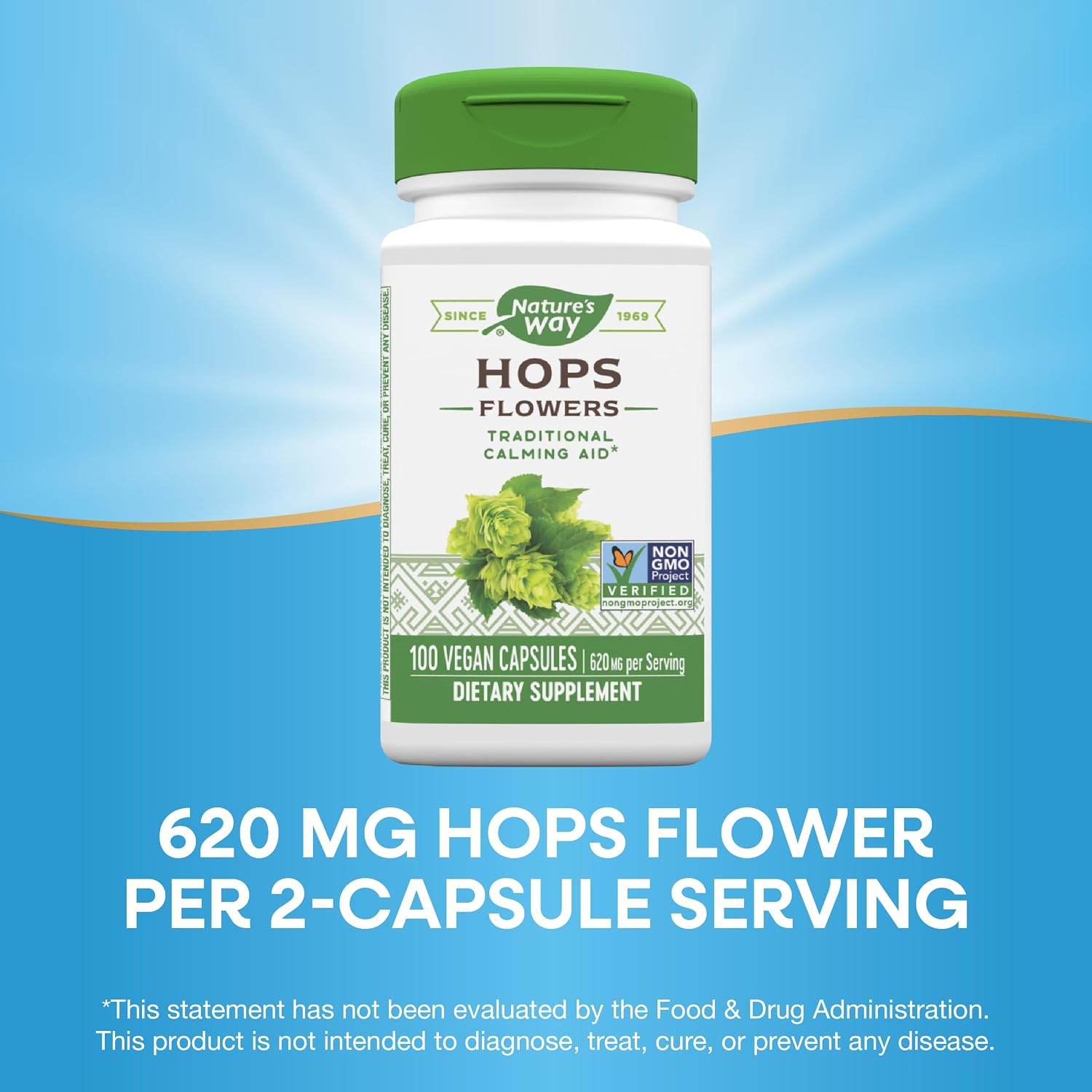 Nature's Way Premium Herbal Hops Flowers - 620 mg per Serving, 100 Vcaps - görsel 4