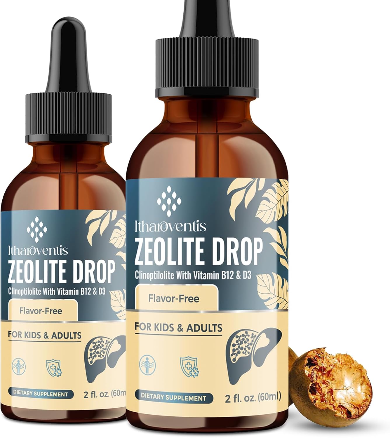 Itharoventis Zeolite Drops for Children and Adults – Natural Clinoptilolite with Methyl B12 & D3, Monk Fruit Flavour, 118 ml - görsel 1