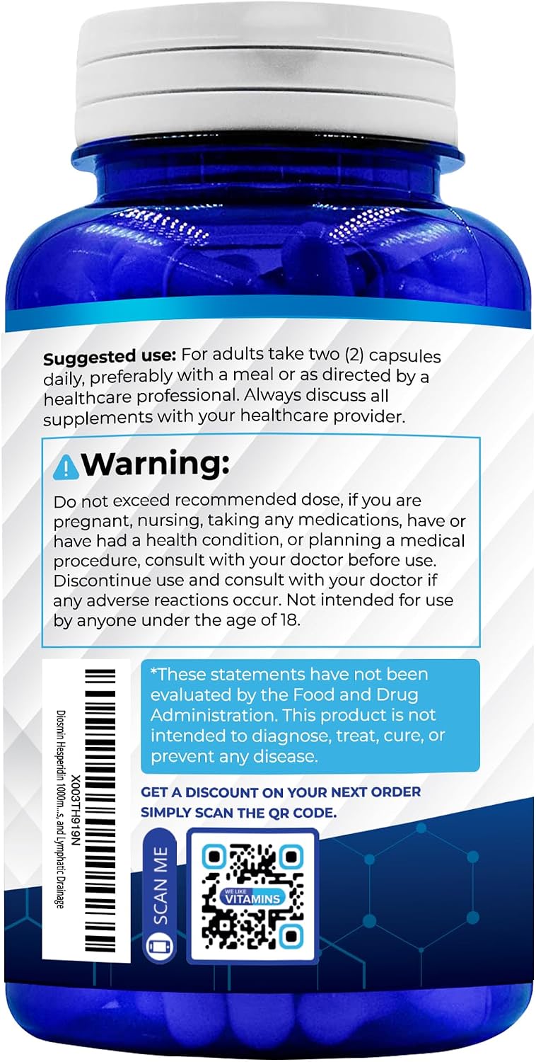 Diosmin Hesperidin 1000mg – 180 Capsules – 90 Day Supply - görsel 3