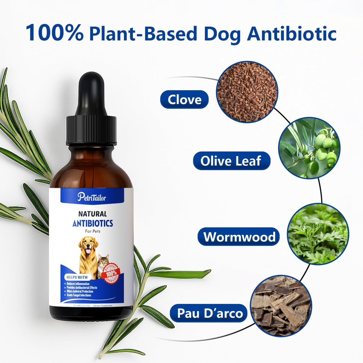 PetriTailor Natural Antibiotics for Dogs - Organic Herbal Supplement Liquid Drops - görsel 2